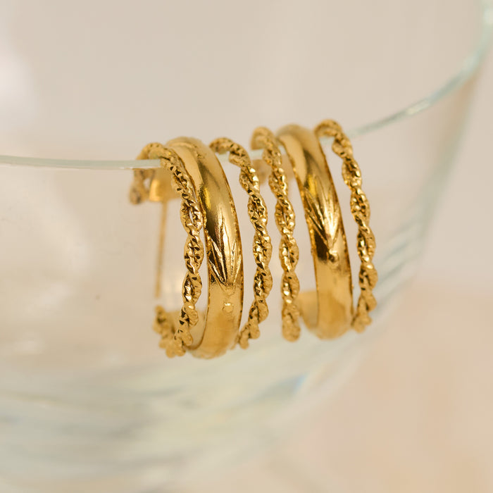 Waterproof Earrings Narelle Multi Band Rope C-Hoop Earrings