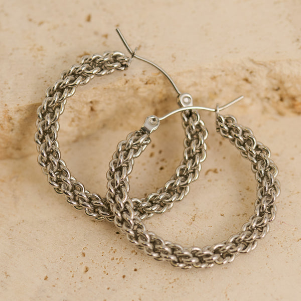 Waterproof Earrings Narelle Braided Chain Link Hoop Earrings