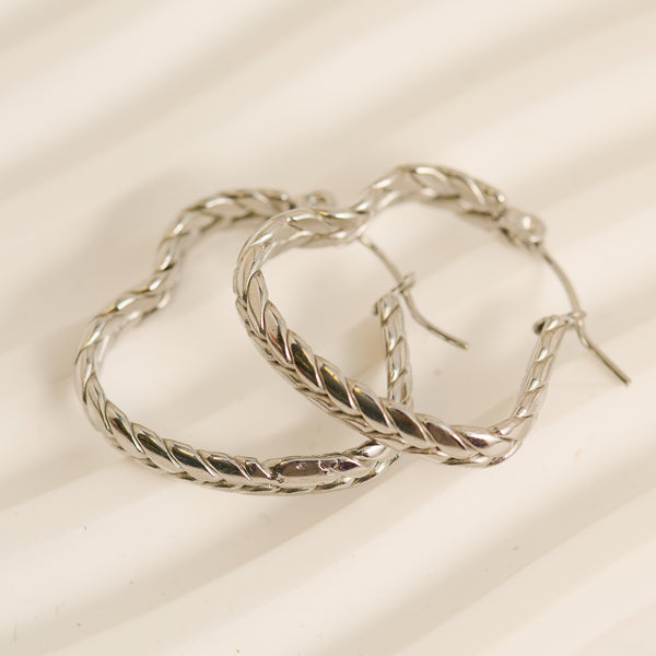 Waterproof Earrings Narelle Braided Heart Hoop Earrings