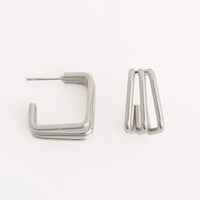 Waterproof Earrings Narelle Layered Square C-Hoop Earrings