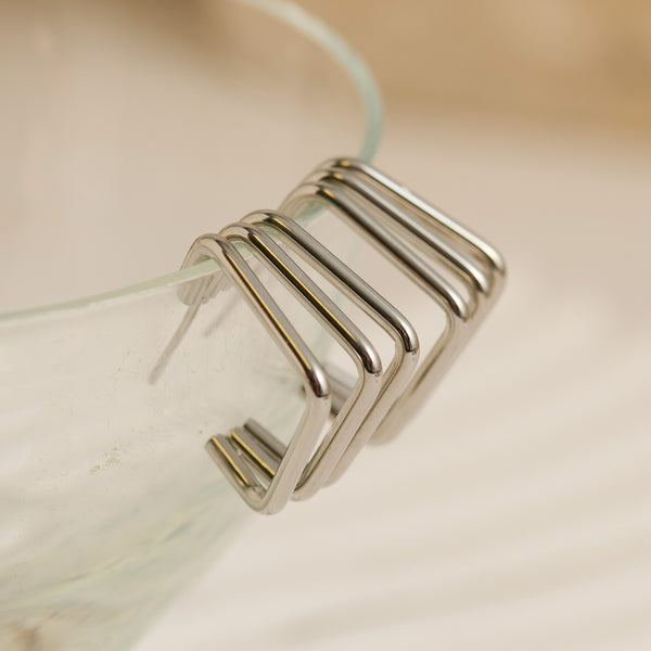 Waterproof Earrings Narelle Layered Square C-Hoop Earrings