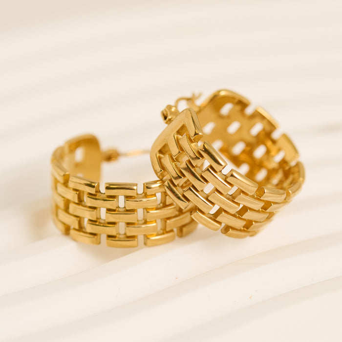 Waterproof Earrings Narelle Chunky Woven Hoop Earrings