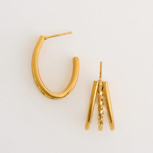 Waterproof Earrings Narelle Multi Band Oval C-Hoop Earrings