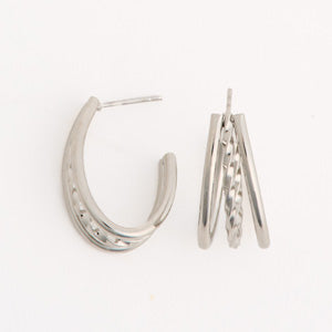 Waterproof Earrings Narelle Multi Band Oval C-Hoop Earrings