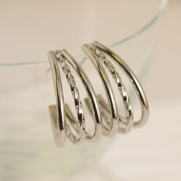 Waterproof Earrings Narelle Multi Band Oval C-Hoop Earrings