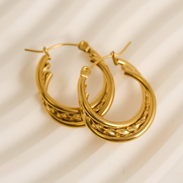 Waterproof Earrings Narelle Multi Band Twisted Hoop Earrings