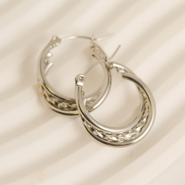 Waterproof Earrings Narelle Multi Band Twisted Hoop Earrings