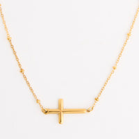 Waterproof Necklace Narelle Sideways Cross 16" Dainty Chain