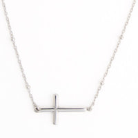 Waterproof Necklace Narelle Sideways Cross 16" Dainty Chain