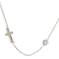 Waterproof Necklace Narelle Cross & CZ 16" Dainty Chain