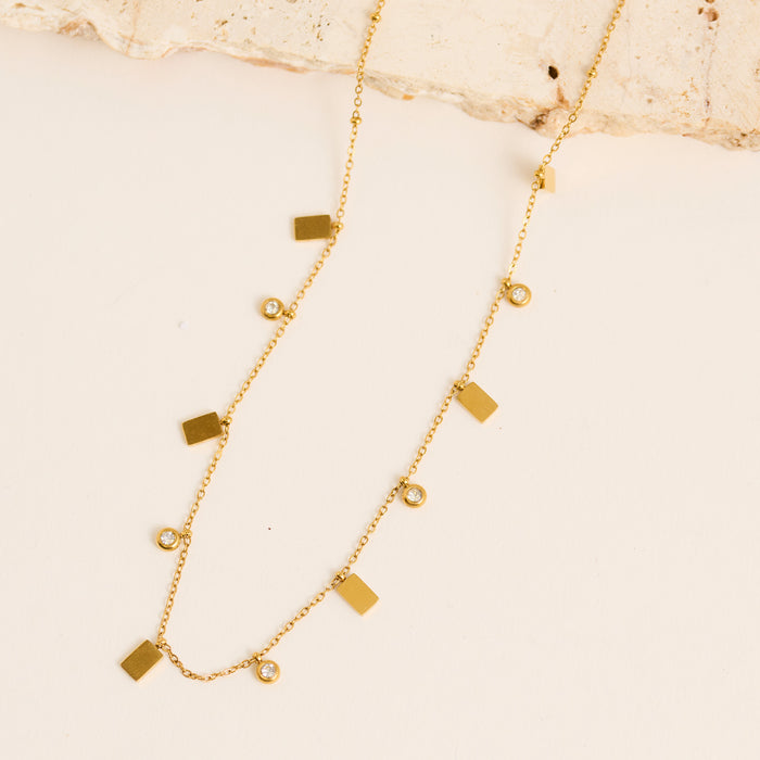 Waterproof Necklace Narelle Crystal & Bar 18" Station Chain