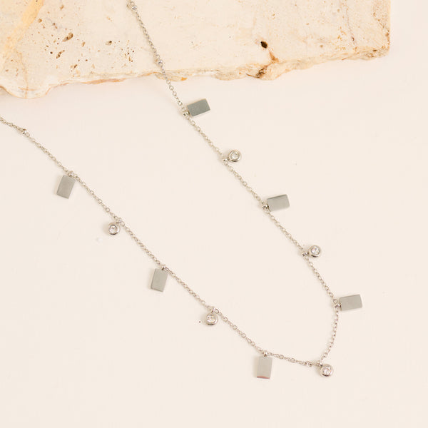 Waterproof Necklace Narelle Crystal & Bar 18" Station Chain