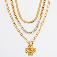 Waterproof Necklace Narelle Layered 16" Cross Pendant