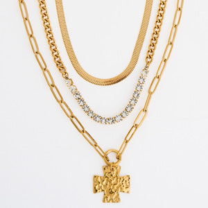 Waterproof Necklace Narelle Layered 16" Cross Pendant