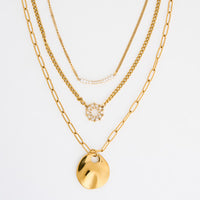 Waterproof Necklace Narelle 16" Layered CZ Pendant