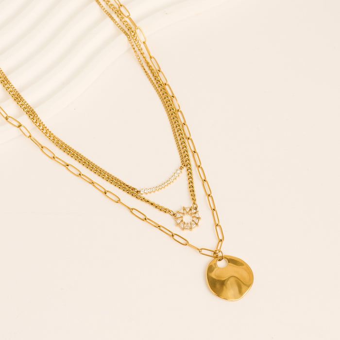 Waterproof Necklace Narelle 16" Layered CZ Pendant