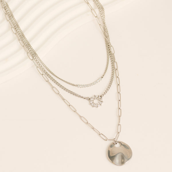 Waterproof Necklace Narelle 16" Layered CZ Pendant