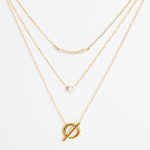 Waterproof Necklace Narelle 16" Layered CZ Toggle Pendant