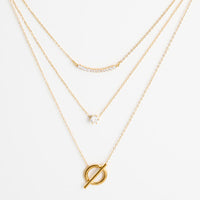 Waterproof Necklace Narelle 16" Layered CZ Toggle Pendant