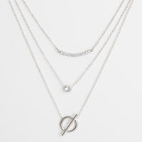 Waterproof Necklace Narelle 16" Layered CZ Toggle Pendant