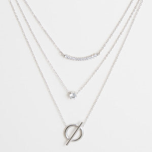 Waterproof Necklace Narelle 16" Layered CZ Toggle Pendant