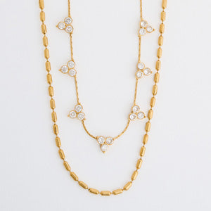 Waterproof Necklace Narelle 16" Layered Trefoil CZ Necklace