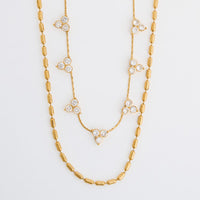 Waterproof Necklace Narelle 16" Layered Trefoil CZ Necklace