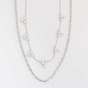 Waterproof Necklace Narelle 16" Layered Trefoil CZ Necklace