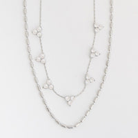 Waterproof Necklace Narelle 16" Layered Trefoil CZ Necklace