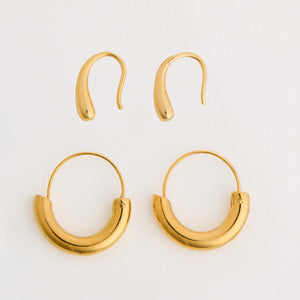 Waterproof Earrings Narelle Crescent Hoop & Teardrop Duo