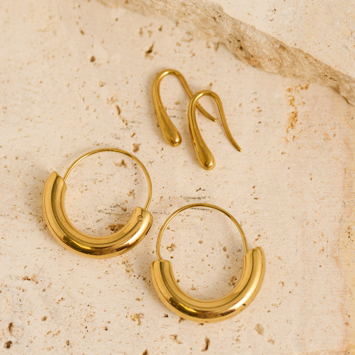 Waterproof Earrings Narelle Crescent Hoop & Teardrop Duo