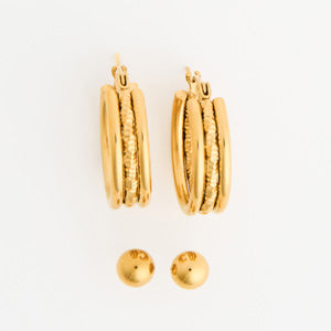 Waterproof Earrings Narelle Huggie Hoop & Ball Stud Duo