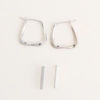 Waterproof Earrings Narelle Square Hoop & Bar Stud Duo Set