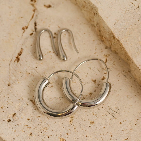 Waterproof Earrings Narelle Crescent Hoop & Teardrop Duo