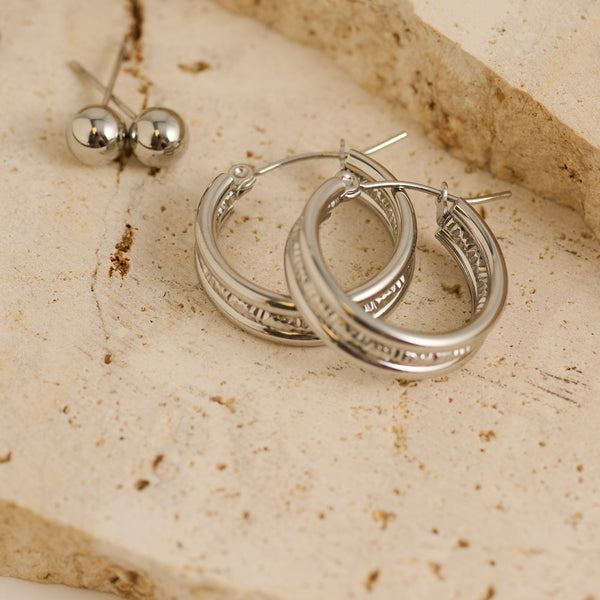 Waterproof Earrings Narelle Huggie Hoop & Ball Stud Duo