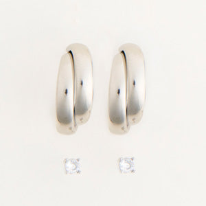 Waterproof Earrings Narelle Split Hoop & CZ Stud Duo Set