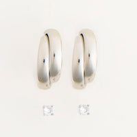 Waterproof Earrings Narelle Split Hoop & CZ Stud Duo Set
