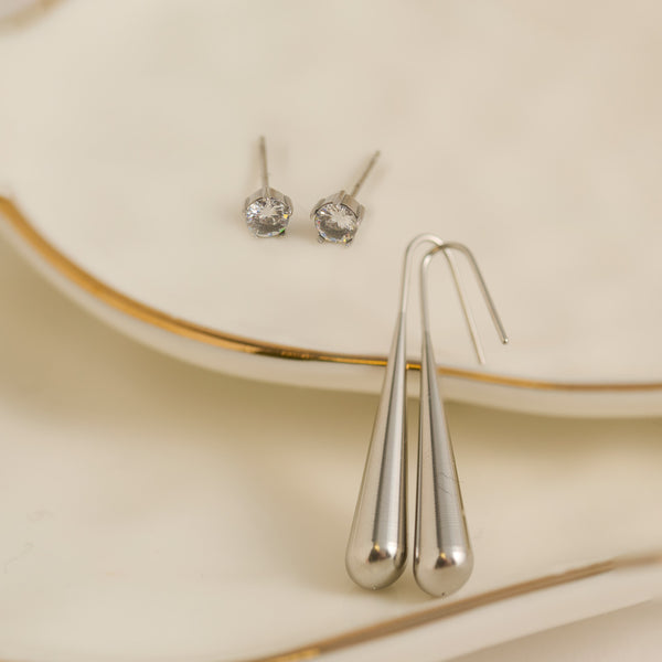Waterproof Earrings Narelle Teardrop & CZ Stud Earring Set