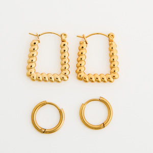 Waterproof Earrings Narelle Square Hoop & Huggie Duo Set