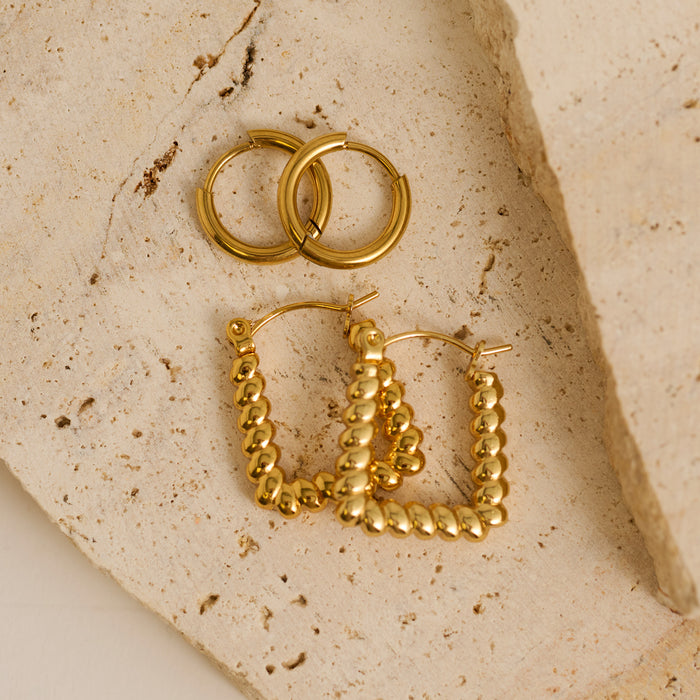 Waterproof Earrings Narelle Square Hoop & Huggie Duo Set