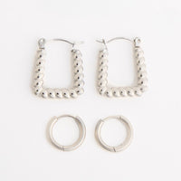 Waterproof Earrings Narelle Square Hoop & Huggie Duo Set