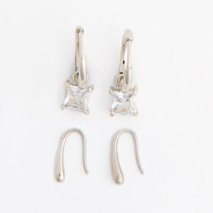 Waterproof Earrings Narelle CZ Hoop & Teardrop Earring Set