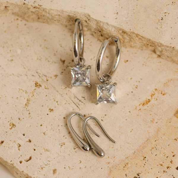 Waterproof Earrings Narelle CZ Hoop & Teardrop Earring Set