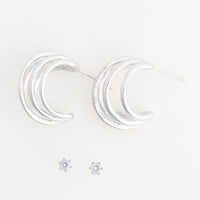Waterproof Earrings Narelle Sculptural Hoop & CZ Stud Set