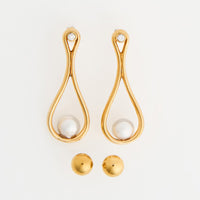Waterproof Earrings Narelle Teardrop Pearl & Ball Stud Set