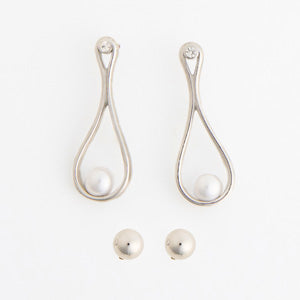 Waterproof Earrings Narelle Teardrop Pearl & Ball Stud Set