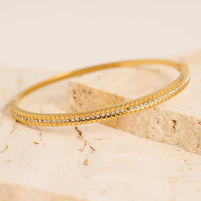 Waterproof Bracelet Narelle 6 3/4" Hinged Crystal Bangle