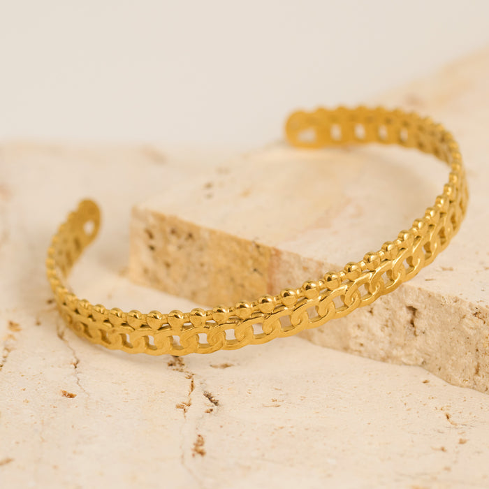 Waterproof Bracelet Narelle 6" Textured Open Cuff Bangle