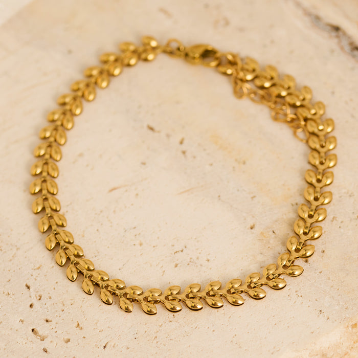Waterproof Bracelet Narelle 6 3/4" Wheat Leaf Chain Bracelet