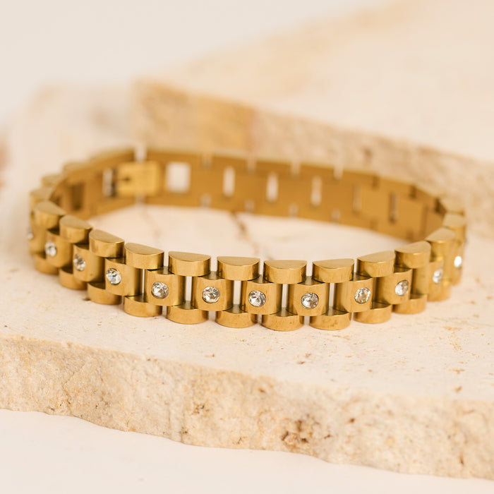 Waterproof Bracelet Narelle 8 1/4" President Link CZ Band